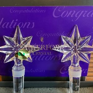 Waterford Crystal Congratulation Stopper Star  Wine Bottle Topper Set w/Box